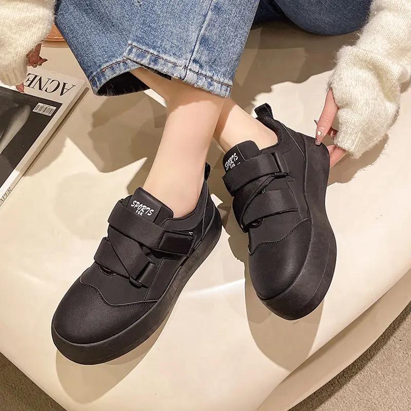 Fashion Black Athletic Women's Shoes Sports High On Platform Female Footwear 2024 Sneakers New In Comfortable and Elegant Fashion Urban
