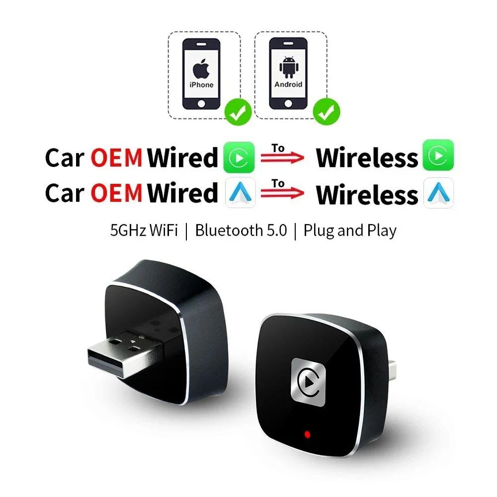 2025 NEU 2 in 1 Kabellose Carplay AI Box Android Auto Plug and Play Anwendbar zum Umwandeln von kabelgebundenem Original-Carplay in kabelloses