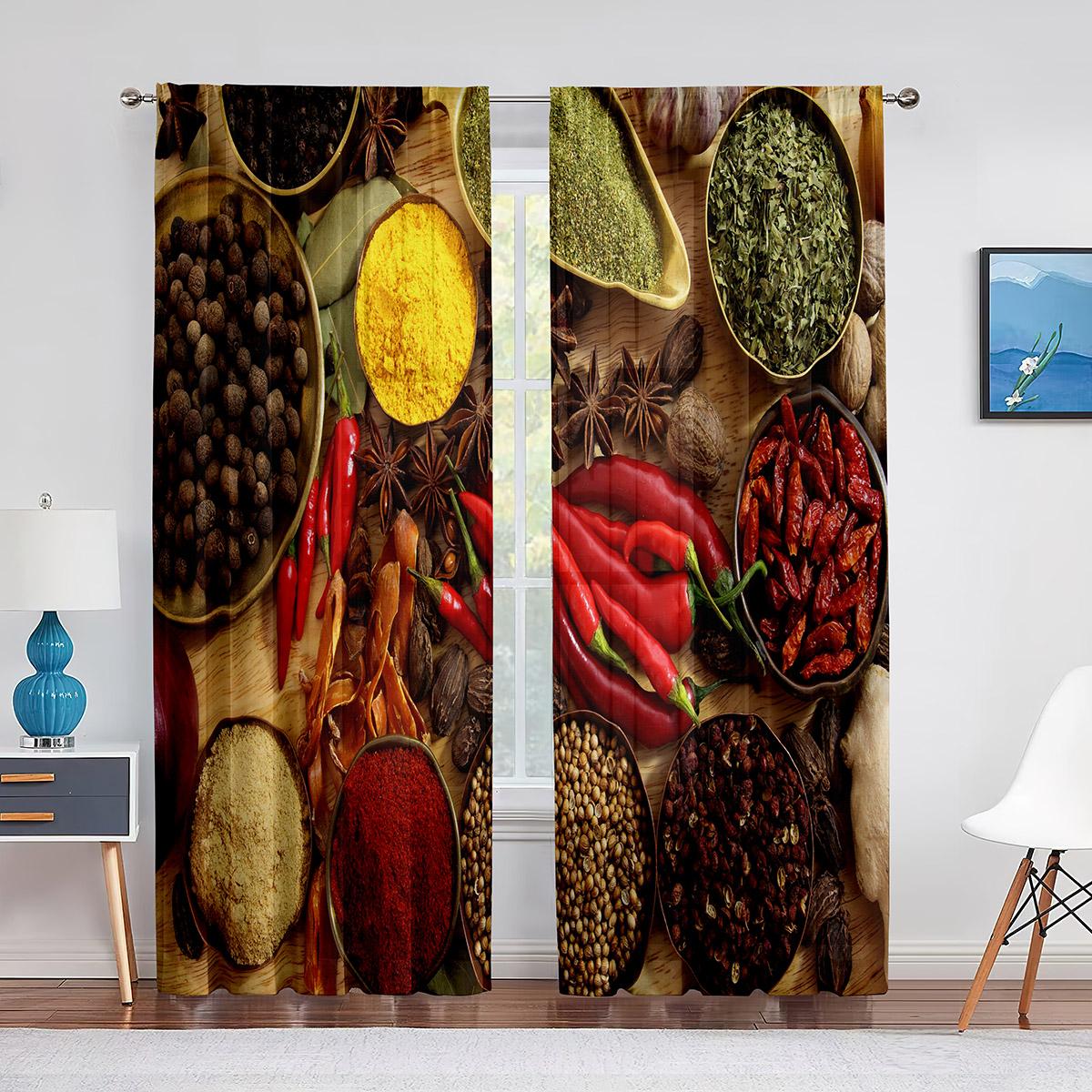 Специи и травы перец на деревянном фоне прозрачные занавески для гостиной — фото 3