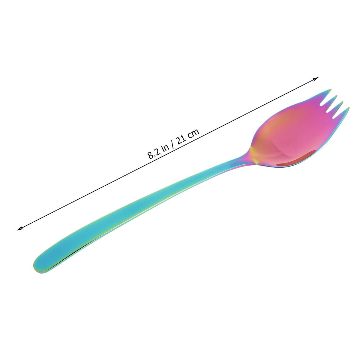 Creative 304 Stainless Steel Spork Heavy Duty Long Handle Spoon Fork for Kitchen Dinner Salad Dessert Fruit Ice Cream