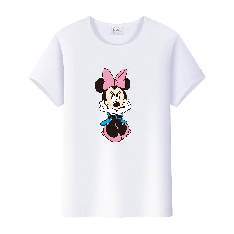Kawaii Disney Cartoon Minnie Printed T Shirt Women Fashion Mickey Mouse White Oversized T Shirt Female Clothes Ladies T-shirts