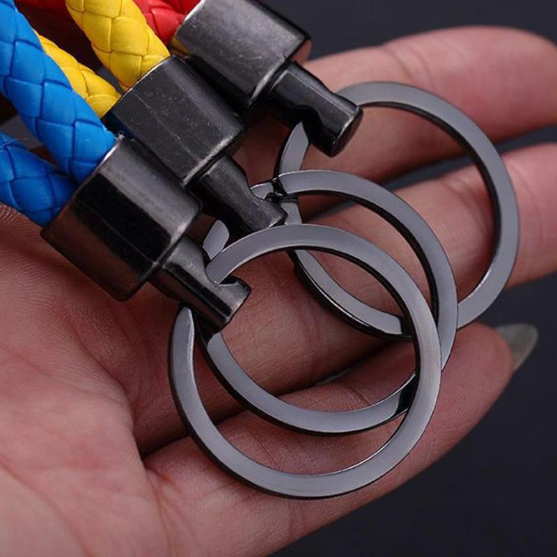 5Pcs/Pack Braided Leather Keychain Colorful Portable Keyring Organizer Leather Lanyard For Car Key Mobile Phone Strap Accessory