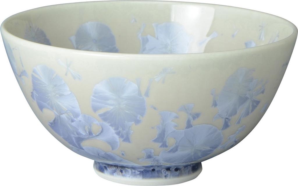 Aito Kyoto-yaki, Kiyomizu-yaki, Touan Kiln Rice Bowl, Flower Crystal (Silver Wisteria) KTA544