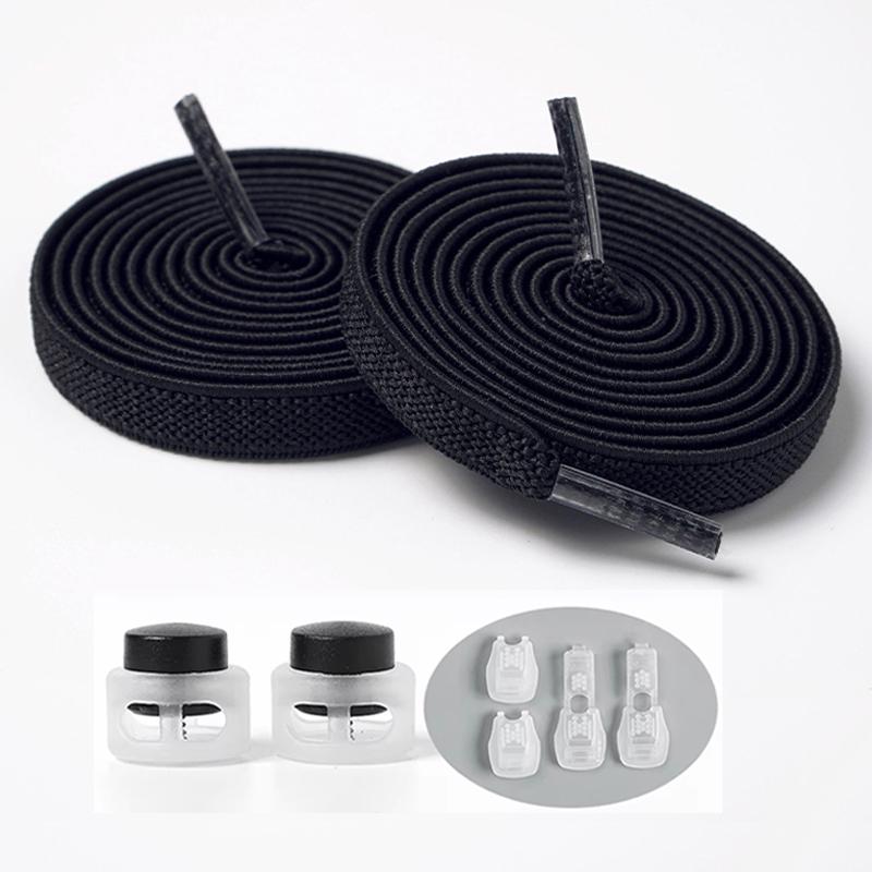 1Pair/3Pair NEW Round Snap Lock Shoelaces Without Ties Kids Flat Elastic Shoe Laces Adult Quick Shoelace Shoe Accessories