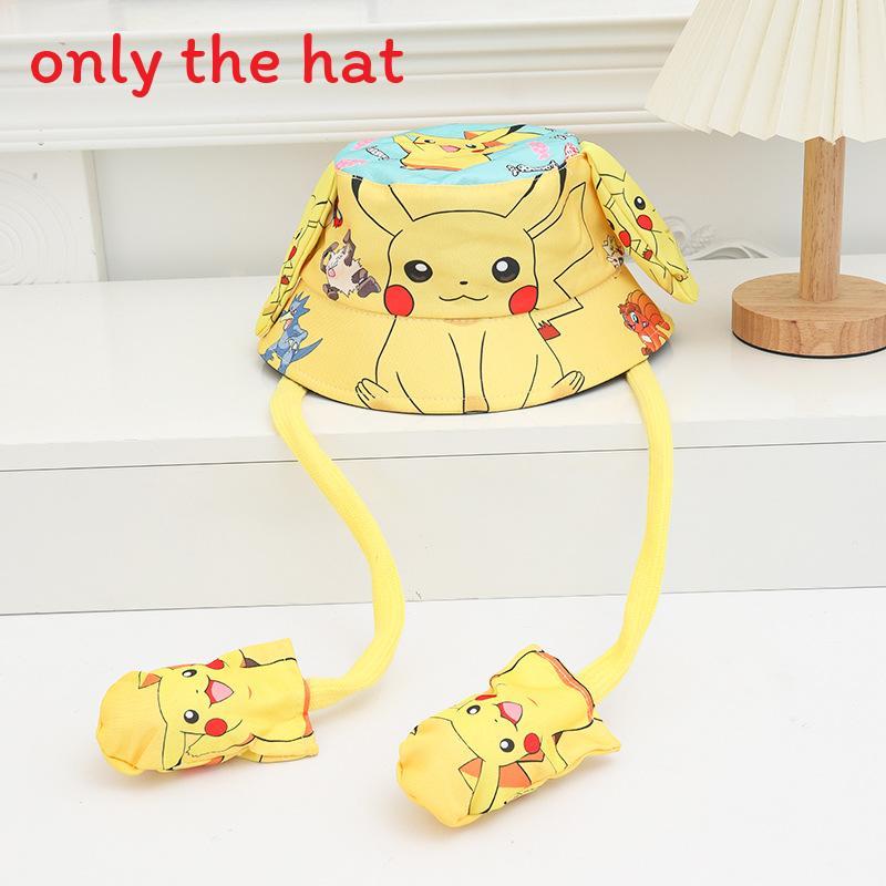 Cartoon Fisherman Hat For Kids With 3d Ears And Stitch Spider Man Print Design Summer Sun Protection Cotton Polyester