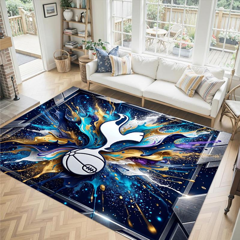 Tottenham Hotspur Design Crystal Velvet Carpet Cozy Non?Slip Printed Rug For Bedroom Living Room Entrance