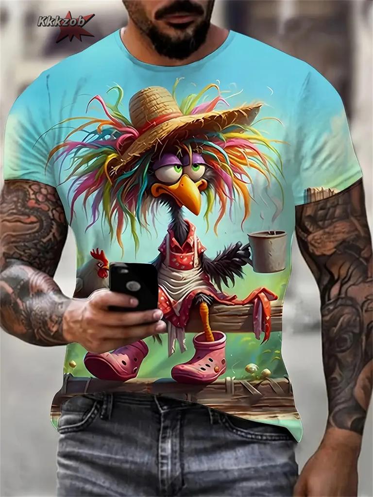 Men's TShirt Cartoon Duck Print T-Shirts for Men's Clothing Outdoor Street Funny T Shirts Oversized T-Shirt Man Designer Clothes