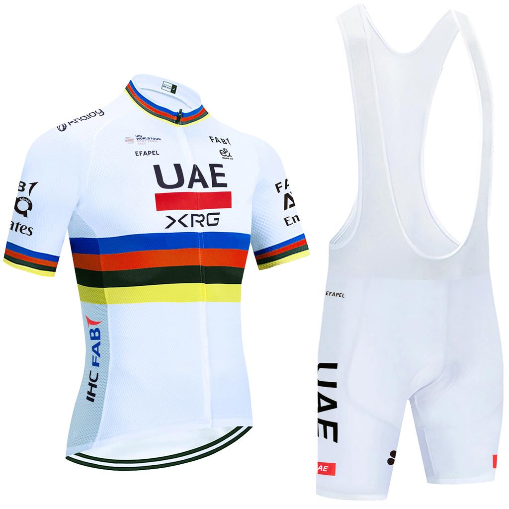 New 2025 TOTAL Cycling Jersey White Bike Maillot Pants Set UAE Team Quick Dry Ropa Ciclismo  Summer Pro Bicycle T-Shirt Clothing