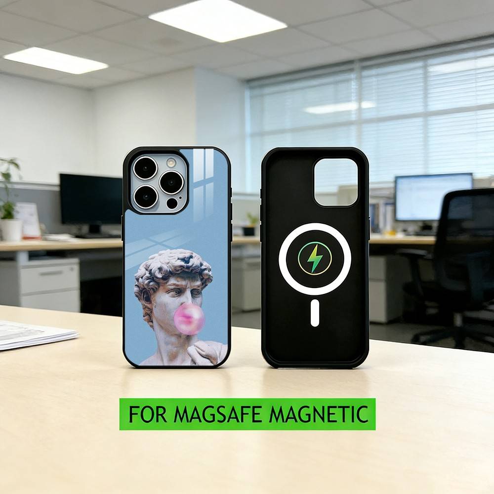 

Эстетичный Смешной Давид Мона Лиза - Чехол Для Телефона Для iPhone17,16,15,14,13,12,11 Plus,Pro Магнитный Для Magsafe Беспроводной Зарядки iPhone13