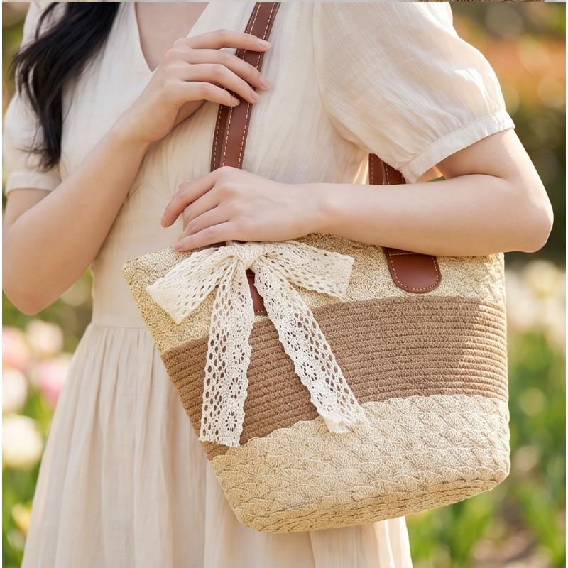 Straw bag women's summer bag fashion tote bag large capacity woven bag bucket bag women's bag
