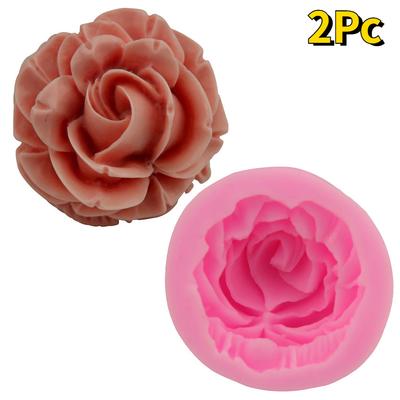 Stampo per dolci in silicone a forma di rosa, 2 pezzi, a forma di fiore 3D, per fondente, cupcake, caramelle, cioccolato, decorazione, utensili da forno