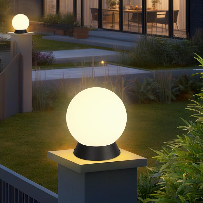 OEING Outdoor Solar Orb Pillar Light