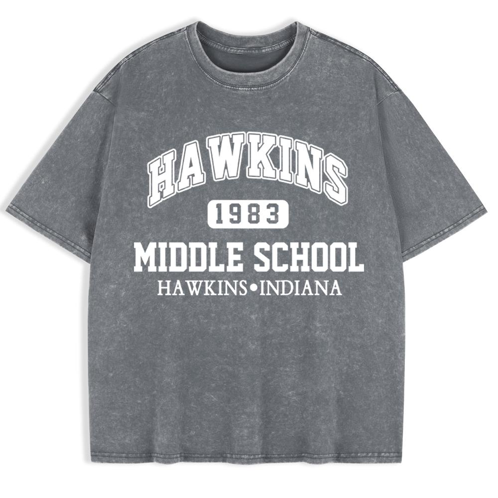 Indiana Hawkins 1983 Prints Washed T-Shirts Mens Cotton Short Sleeve Tops Basic O-Neck Oversized T Shirt Clothes