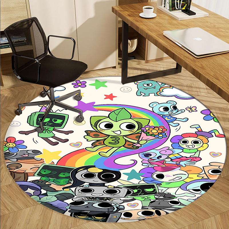 Dandy's World Pattern Round Rug, Indoor/Outdoor Mat, for Picnic, Gameroom, Bedroom, Office, Living Room, Home Decor Carpet, Birthday Gift