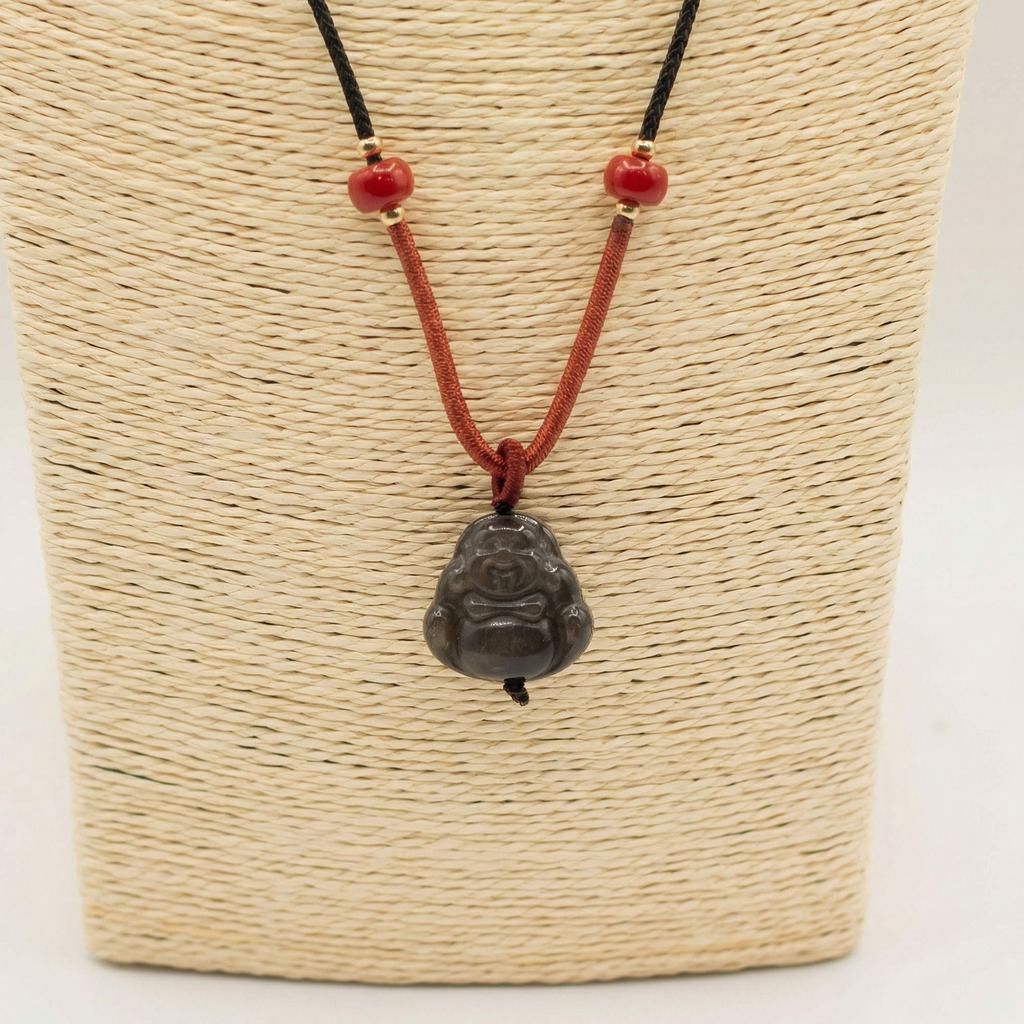 Cool Gemstone Pendants – Sliver Obsidian Buddha