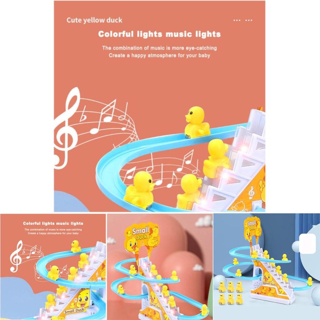 Little Yellow Duck Climbing Stairs Toy With Flashing Led Lights Safe And Durable Educational Toy For Kids