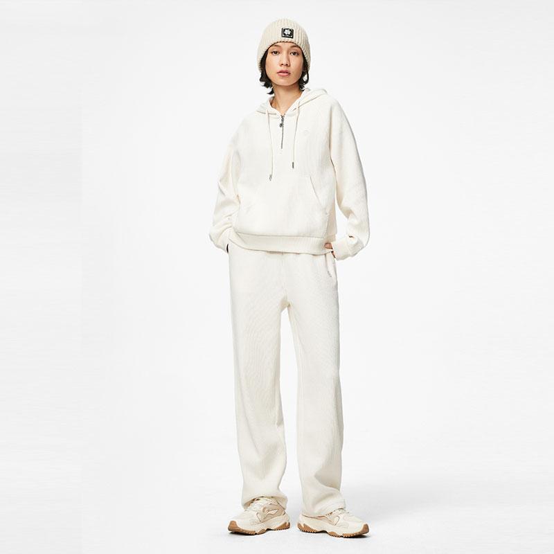 Li-Ning Plain Pullover Hoodie Women Hoodies Off-White AWDT824-3