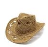 Classic Vintage Unisex Straw Western Cowboy Hat with Wide Brim Hollow out Design for Women Men Fishing Climbing Sun Protection