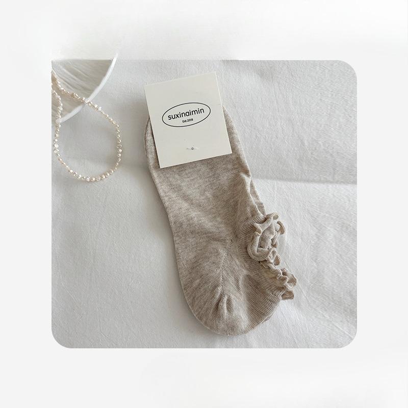 Embroidered Boat-style Women's Summer Cotton Socks, Non-stretch Socks, Thin Short Socks, Sweat-absorbing and Breathable Women's Socks, Invisible Socks