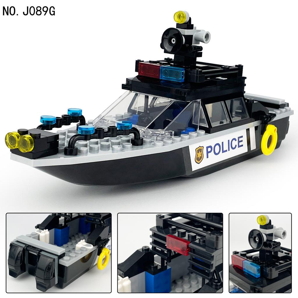 Tianwei Maritime Patrol Boat J089G Children Assemble Small Particle Building Block Toy Speedboat