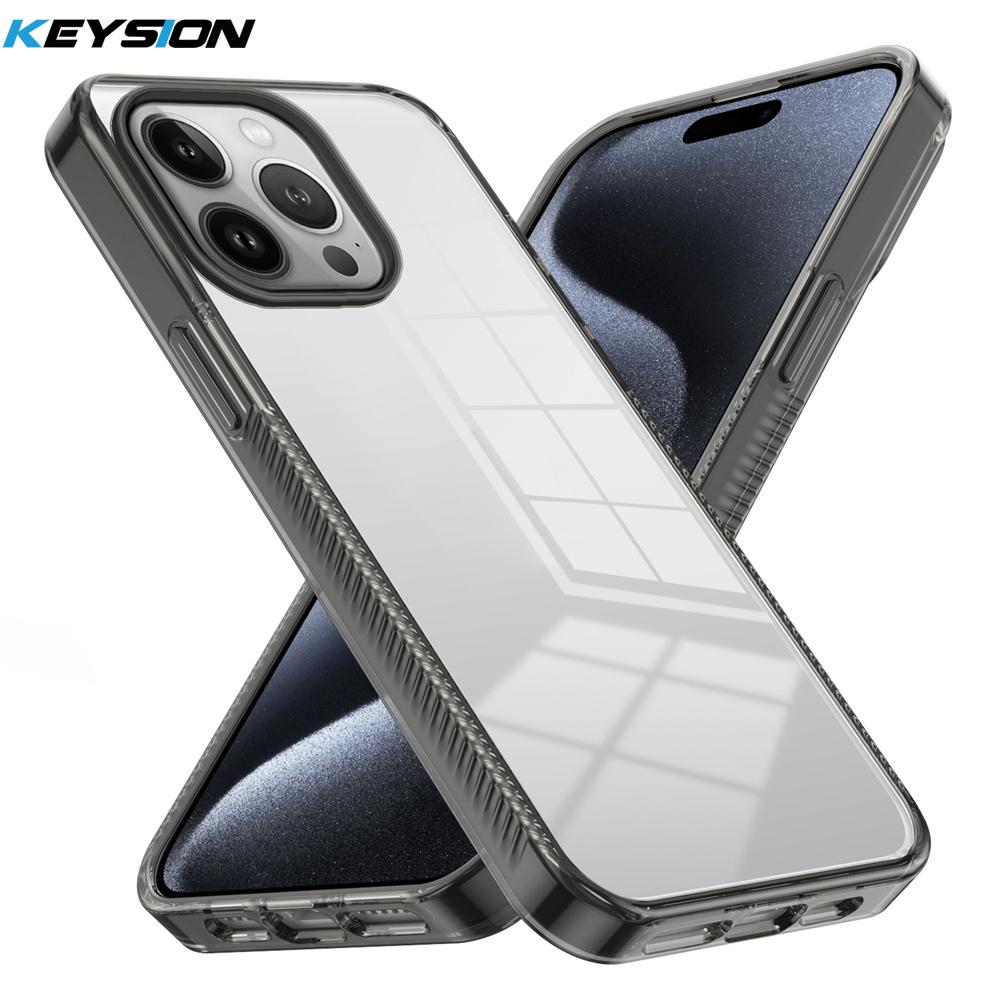 KEYSION Transparent Case for iPhone 12 Pro Max Soft TPU+PC Anti-slip HD Clear Shockproof Phone Cover for iPhone 11 Pro Max