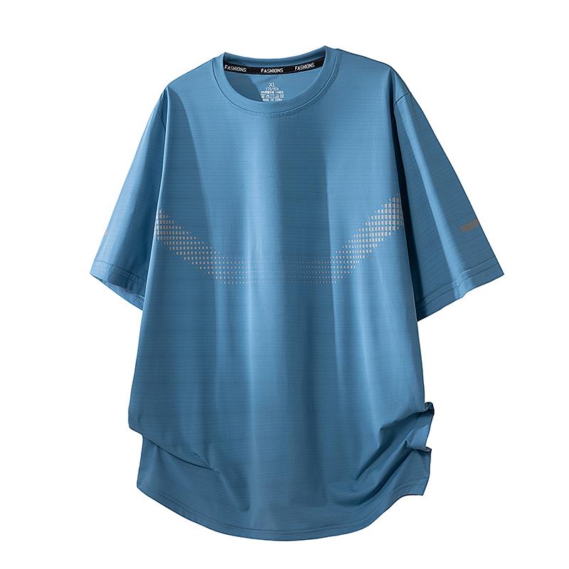 Camiseta Esportiva de Secagem Rápida Masculina Seda de Gelo Fitness Solta Verão Fina Manga Curta Top para Corrida