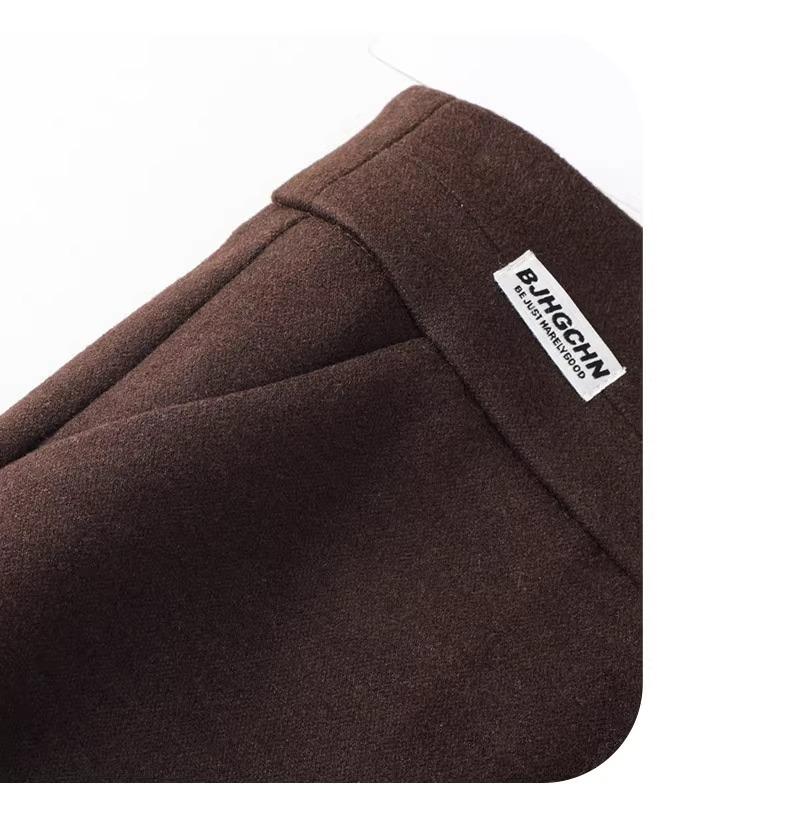 Beige Woolen Micro-Flare Pants for Women - Autumn/Winter 2024 Collection, Slimming Thick Cashmere for Petite Sizes.