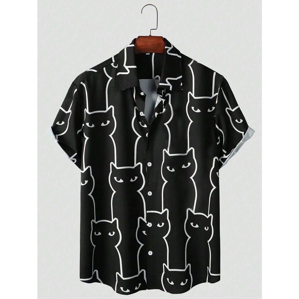 

Мужская мода унисекс с милым принтом кота, повседневная повседневная одежда с коротким рукавом и 3D-печатью, модные гавайские рубашки для мужчин в стиле Харадзюку S