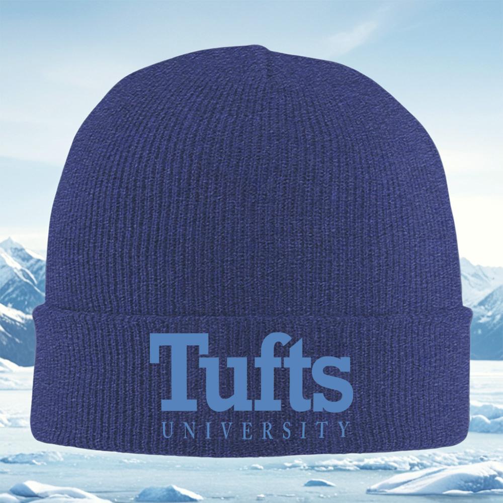 Tufts University blue letters text logo Men Women Unisex Knitted Hat Beanie Pullover Cap Winter Thermal Warm Christmas Outdoor C