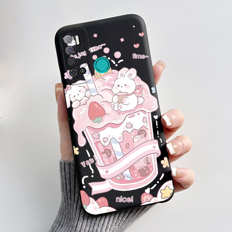 For Tecno Pouvoir 4 Pouvoir 4 Pro LC7 LC8 Case Luxury Cute Love Rabbit Funny Phone Casing Black Silicone Protective Back Cover