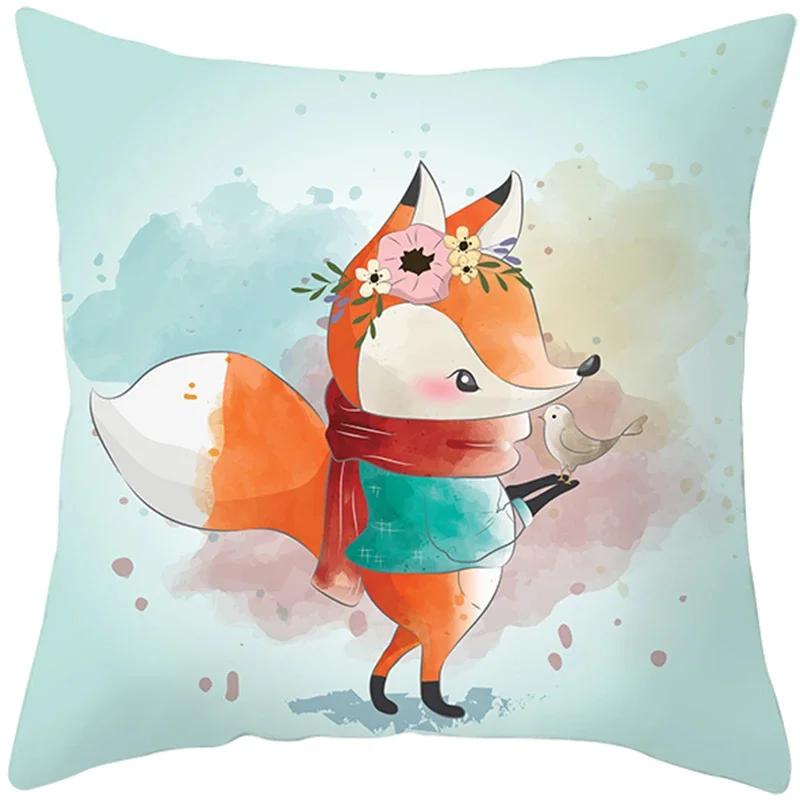 Cute Animals Printing Throw Pillow Case Home Decor for Sofa Bedroom Polyester Cushion cover Designer Funda Cojines x