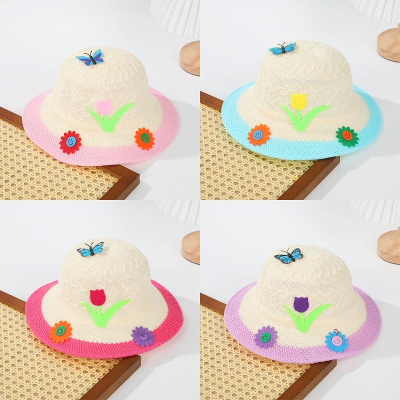 Spring and Summer Macaron Baby Sun Hat Girls Children's Fun Butterfly Flower Cute Sun Hat Children's Gift