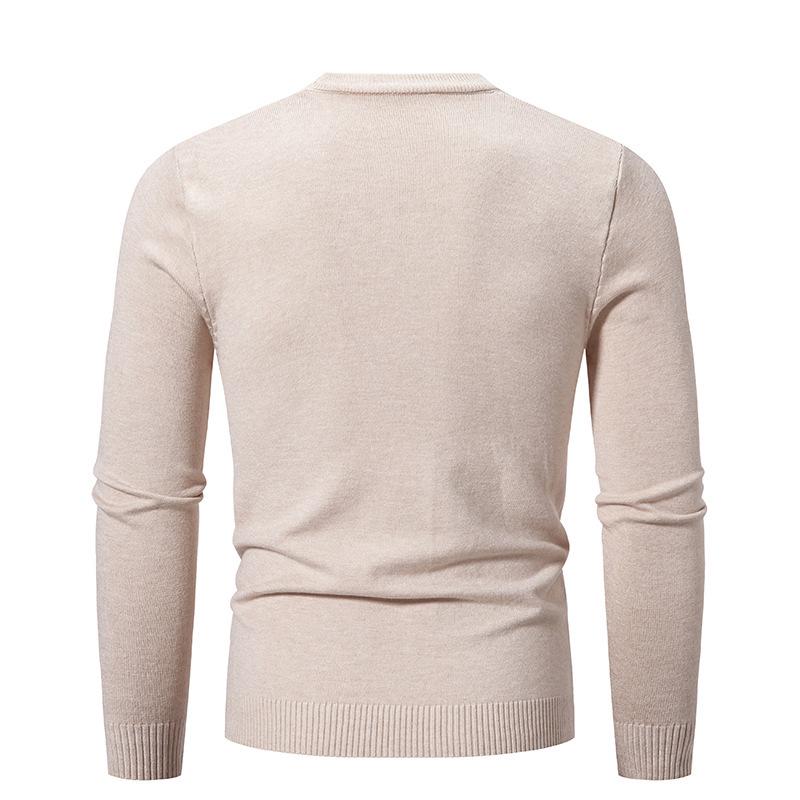 2025 Men's Casual Round Neck Solid Color Fashion Sweater