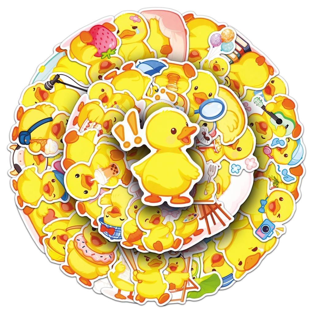 51PCS Cute Duck Cartoon Stickers - Yellow Animal Series for Notebooks & Phone Cases