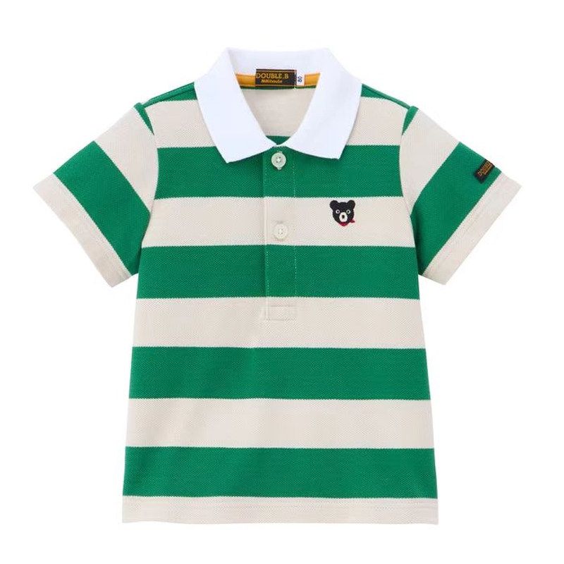 New Miki Brand Boys  Polo Shirt Children s Summer Stand Collar Short-Sleeve Pure Cotton T-Shirt Exported to Japan Half-Sleeve Shirt Green 120