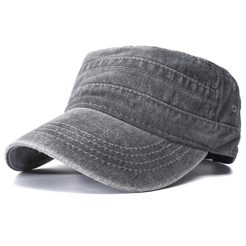 Couleur Militaire Simple Uni Réglable Chapeau Haut Plat Pêche Coton Lavé Vintage Genre Neutre Femmes Hommes Pour Chapeaux Casquette Militaire Extérieur Soleil