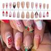 24x Almond Shape False Nail Christmas Full Cover Stick on Nail Santa Claus Press On Nail Manicures Supplies for Winter