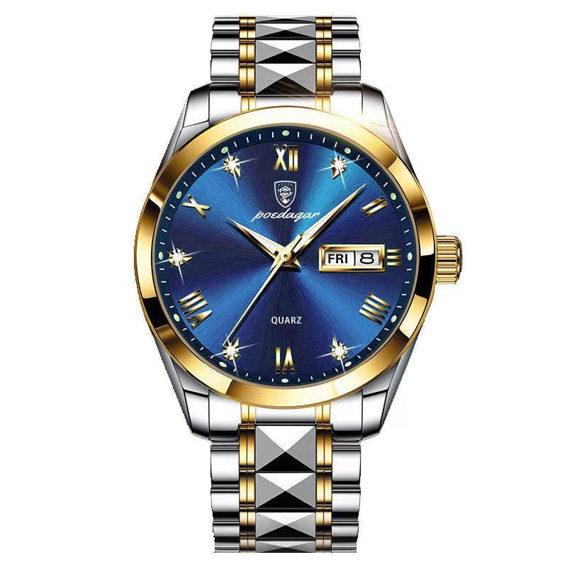 POEDAGAR Top-Marke Luxus Mode Grüne Zifferblatt Uhr Herren Wasserdicht Leuchtend Wochentag Datum Uhr Sportuhren Quarz Armbanduhr