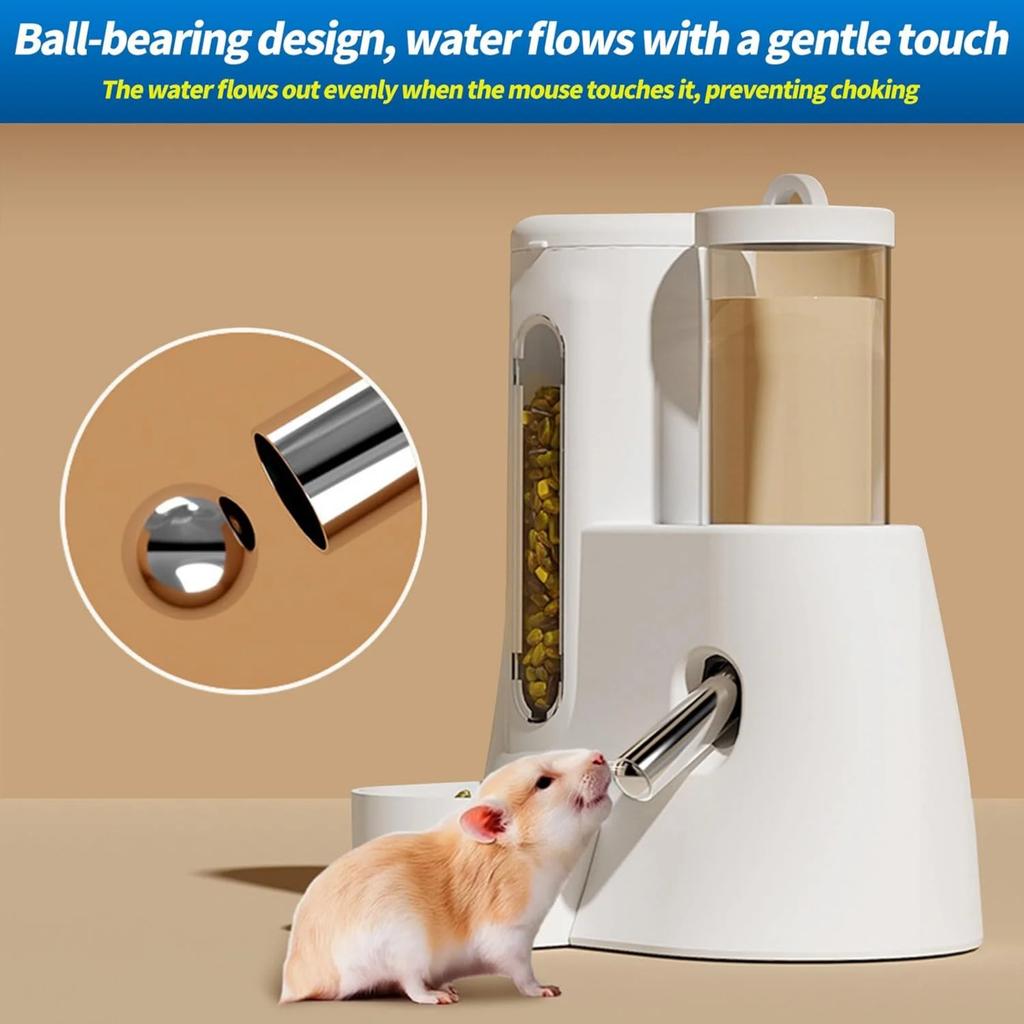 2-in-1 Hamster Wasserflasche & Futterspender - Auslaufsicheres Design für Glas-/Drahtkäfige