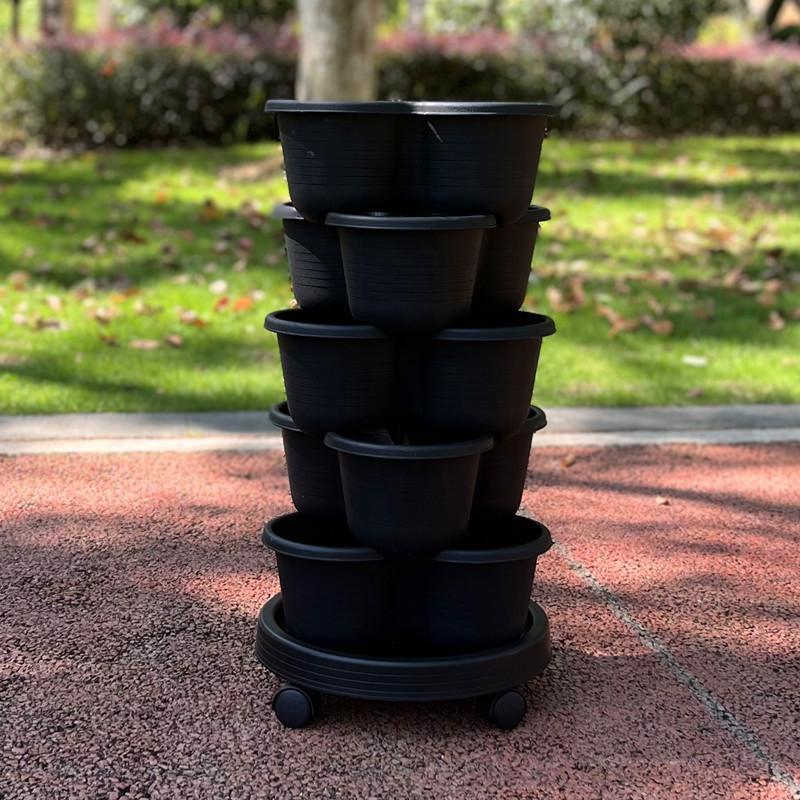 Vegetable Plastic Pot Family Balcony Strawberry Potted Plant Three Dimensional Multi-layer Space Saving Planting Flower Pots