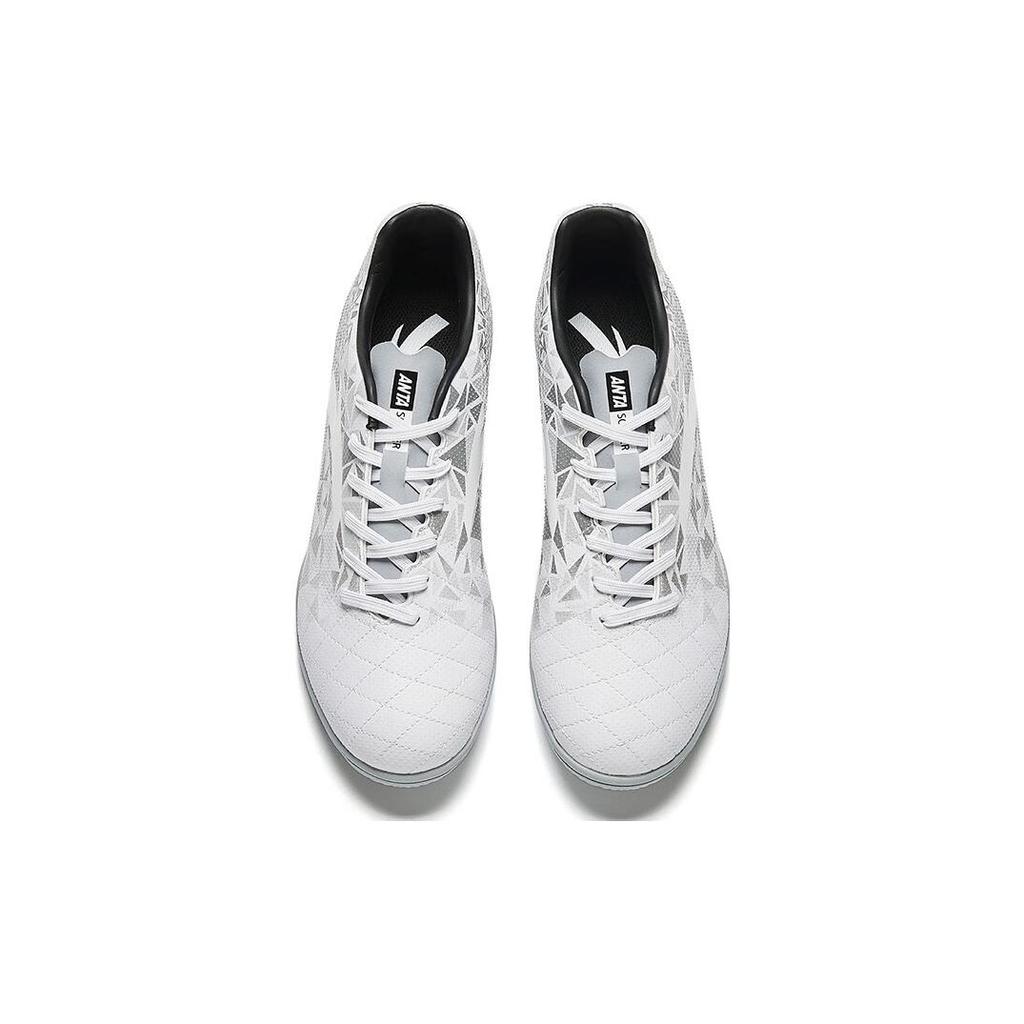 Anta Comfortable TF Turf Artificial Turf Abrasion Resistant Soccer Shoes Men's Gray White 912332201-4