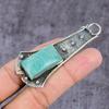 Natural Amazonite Gemstone Handmade 925 Sterling Silver Pendant 3.55" ET-1592