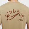 Nike Letter Logo Print Breathable Crew Neck Short Sleeve T-Shirt for Men Brown