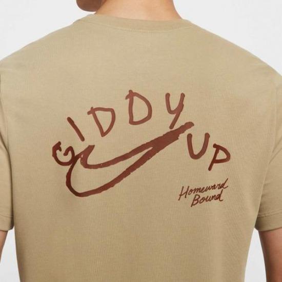 Nike Letter Logo Print Breathable Crew Neck Short Sleeve T-Shirt for Men Brown