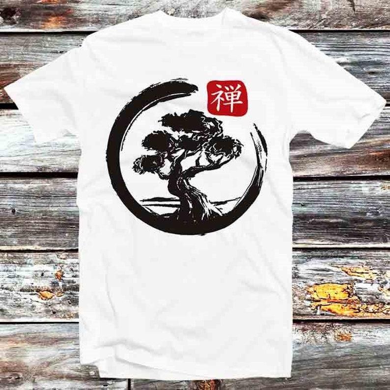 

230 Gsm 100% Cotton Enso Circle Bonsai T Shirt Vintage Retro Cool Gift Mens Womens Unisex Cartoon Anime Top Tee B682 XXS білий