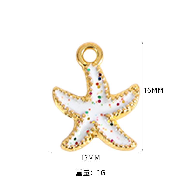 Alloy Pendant Accessories Starfish Sea Shell Gold Necklace Platinum Plated Cartoon Printing Electroplated Handmade Red Wine Rings