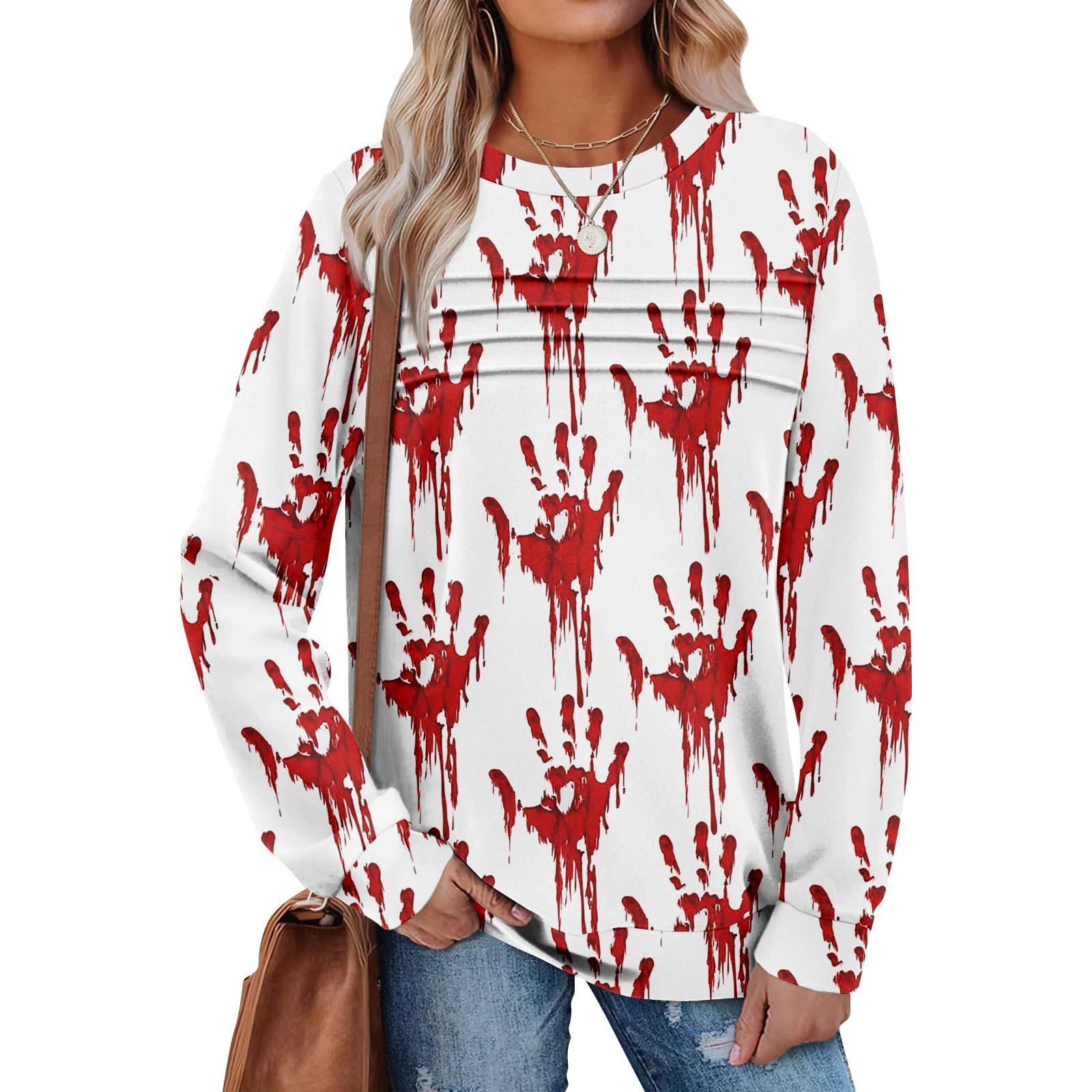 

Женский повседневный свитшот с длинным рукавом и круглым вырезом, приталенный плиссированный топ XXL белый