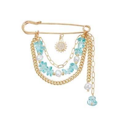 Zircon Pearls Sunflower Beooch Handcrafted Alloy Statement Lapel Pin Versatile Jewelry For Casual Or Formal Outfits