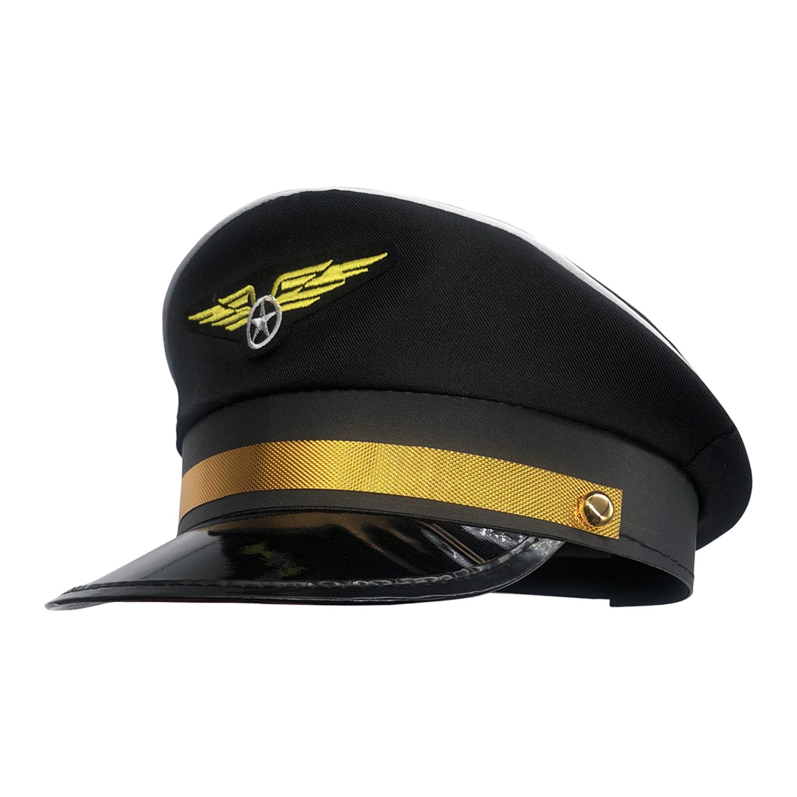 

Women s Pilot Hat Vintage Aviation Cap Adjustable Flight Hats for Travel Party Cosplay Black Navy-Blue hats чорний