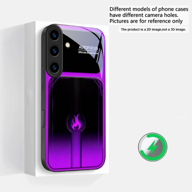 Dazzling Purple Flames Suitable For Samsung Galaxy S25 Ultra S20 FE S21 S22+ S23 Plus S24 S26 Edge Magnetism Glass Phone Casee